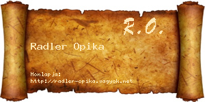 Radler Opika névjegykártya
